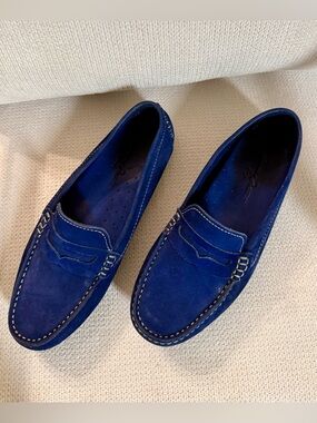 Massimo Matteo Blue Suede Penny Loafers